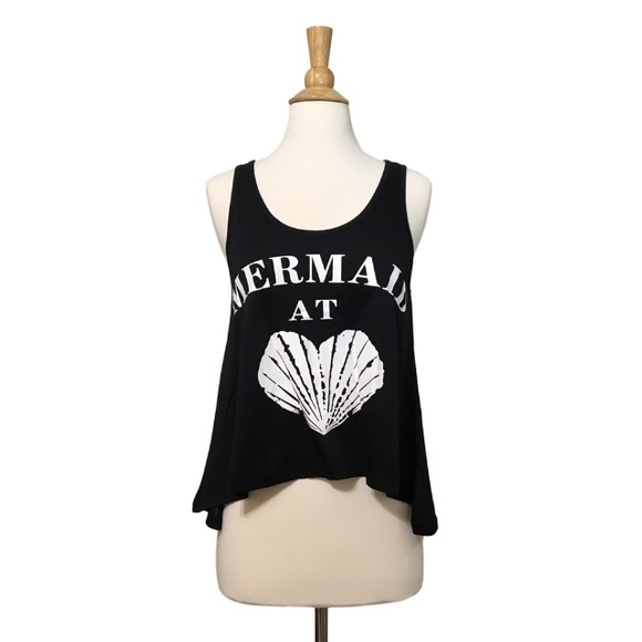 ✨ Mermaid at Heart Cropped Beach Tank Top Tee M - Picture 3 of 5